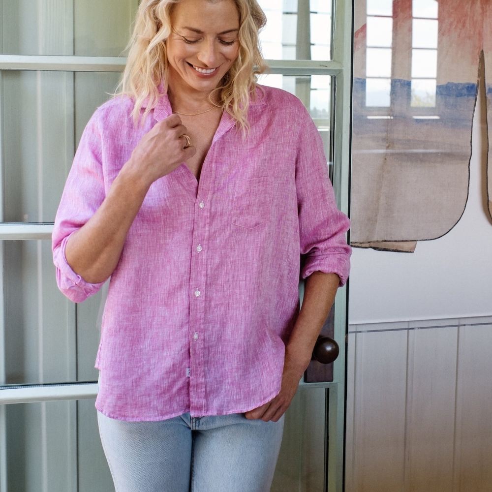 Frank & Eileen "Eileen" magenta linen top